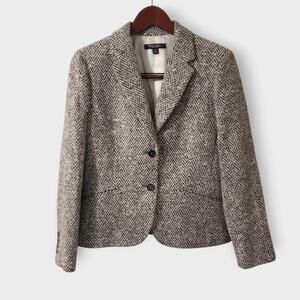 Brooks Brothers Stellita Fit Tweed Herringbone Blazer Jacket Brown Sz 10P Preppy